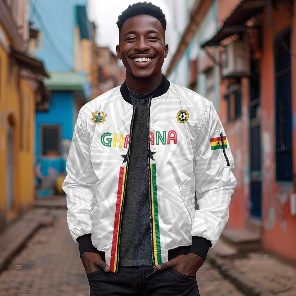 Custom Football 2026 Ghana Sleeve Zip Bomber Jacket Black Stars Go Glory