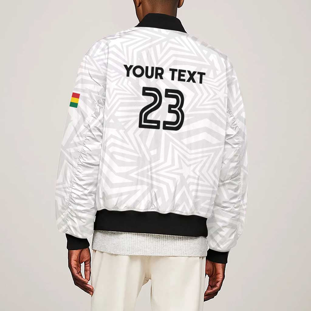 Custom Football 2026 Ghana Sleeve Zip Bomber Jacket Black Stars Go Glory