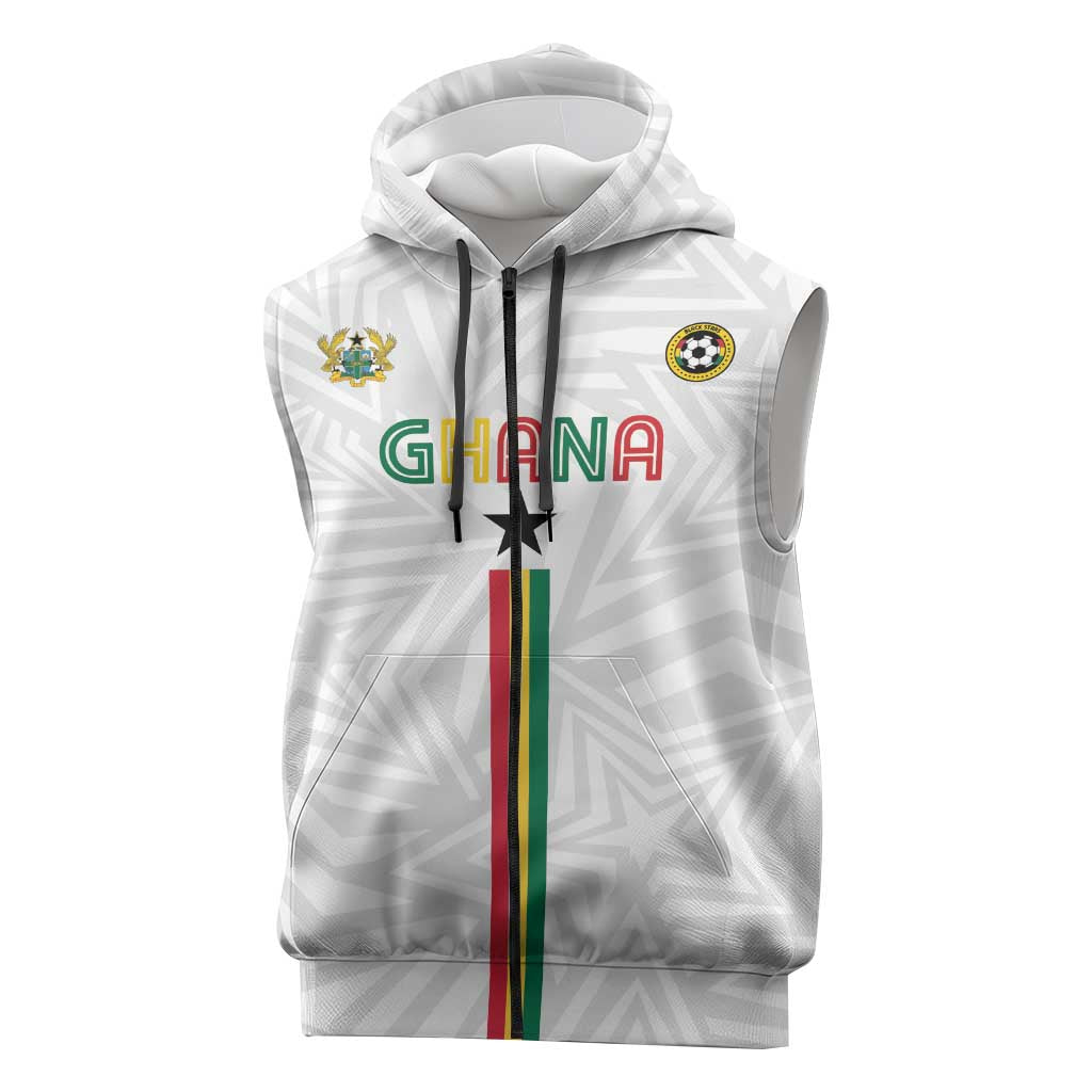 Custom Football 2026 Ghana Sleeveless Zip Hoodie Black Stars Go Glory