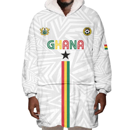 Custom Football 2026 Ghana Wearable Blanket Hoodie Black Stars Go Glory