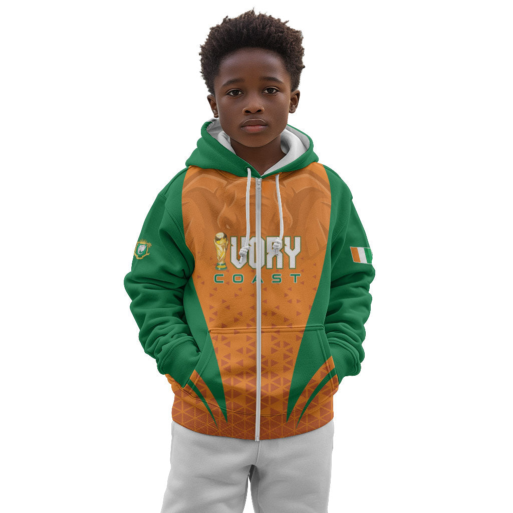 Custom Ivory Coast 2026 World Football Kid Hoodie Elephants Go Champions