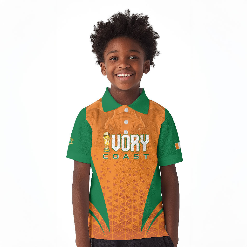 Custom Ivory Coast 2026 World Football Kid Polo Shirt Elephants Go Champions