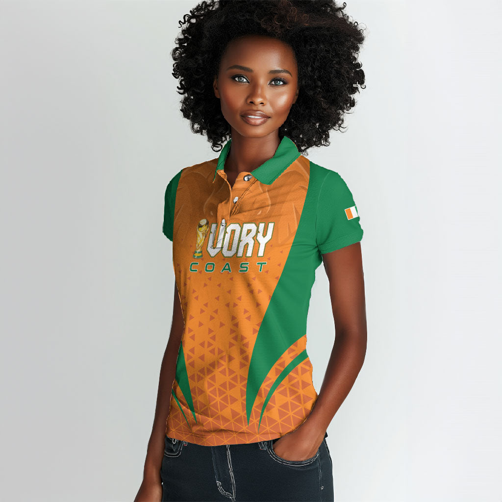 Custom Ivory Coast 2026 World Football Women Polo Shirt Elephants Go Champions