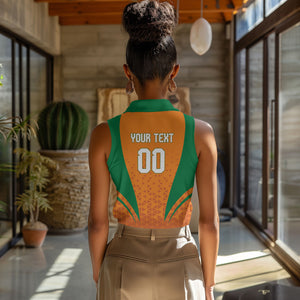 Custom Ivory Coast 2026 World Football Women Sleeveless Polo Shirt Elephants Go Champions