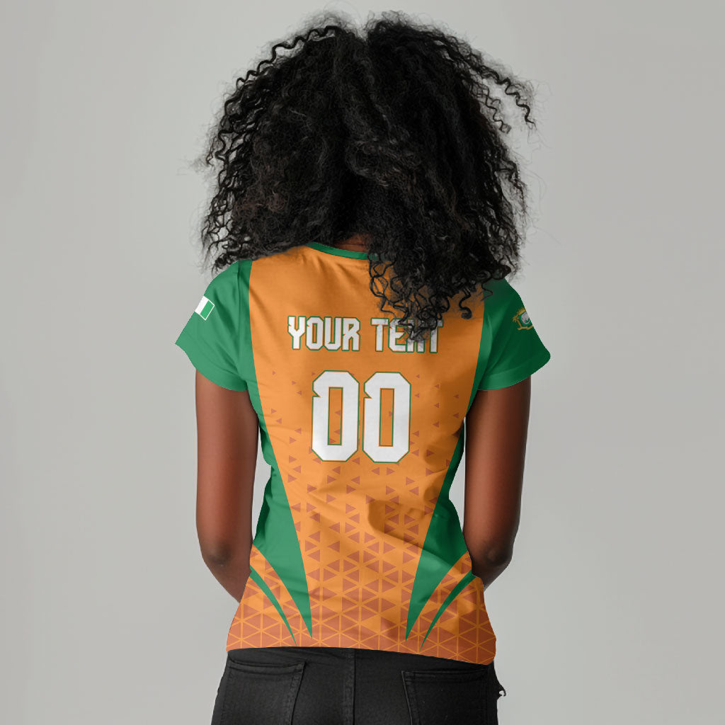 Custom Ivory Coast 2026 World Football Women V-Neck T-Shirt Elephants Go Champions