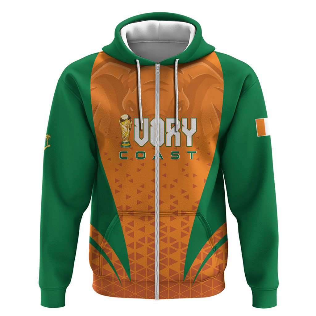 Custom Ivory Coast 2026 World Football Zip Hoodie Elephants Go Champions