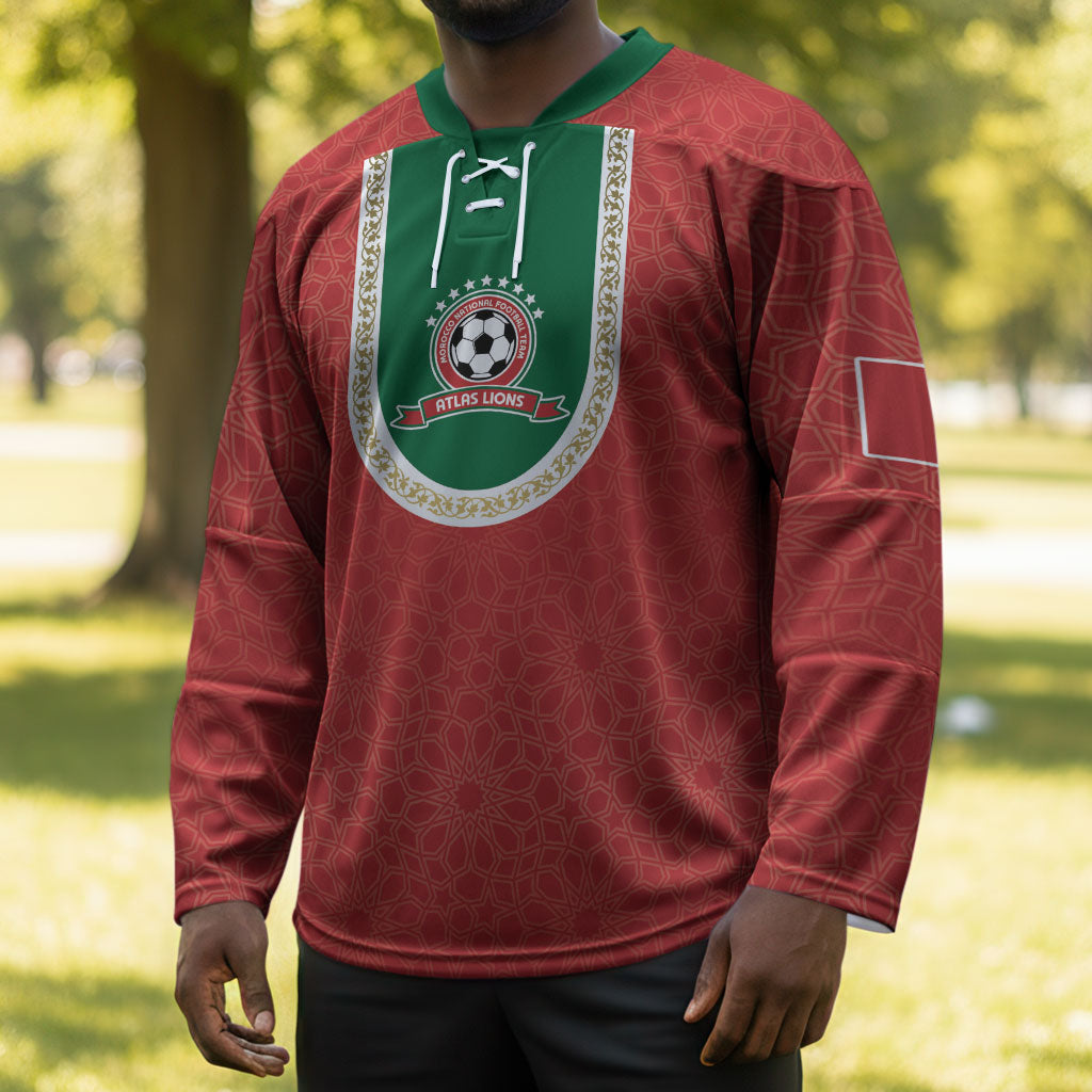 Custom Morocco 2026 World Football Hockey Jersey Atlas Lions Go Champions