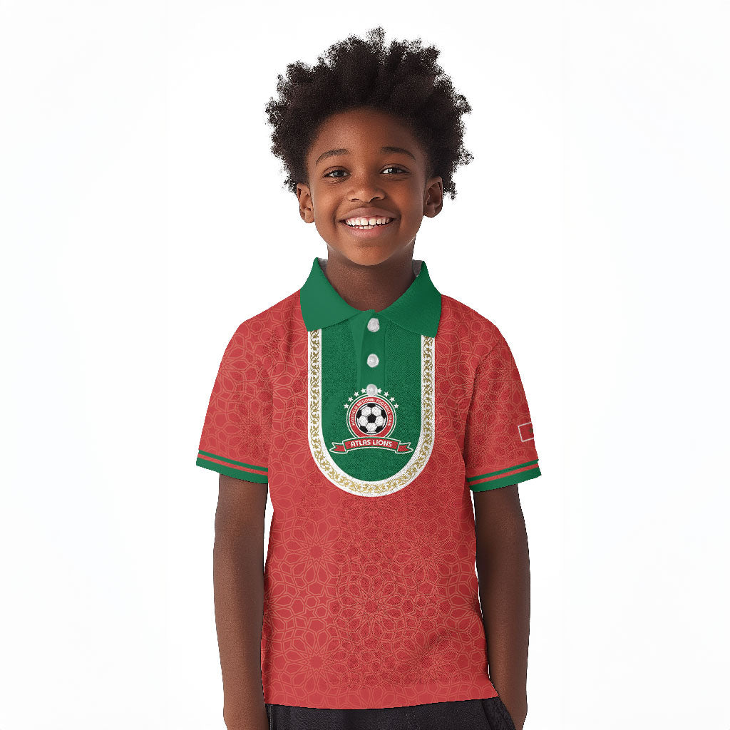 Custom Morocco 2026 World Football Kid Polo Shirt Atlas Lions Go Champions