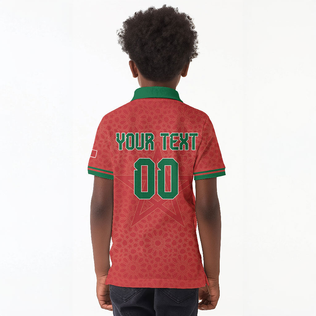 Custom Morocco 2026 World Football Kid Polo Shirt Atlas Lions Go Champions