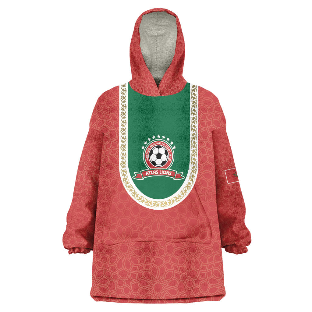 Custom Morocco 2026 World Football Kid Wearable Blanket Hoodie Atlas Lions Go Champions