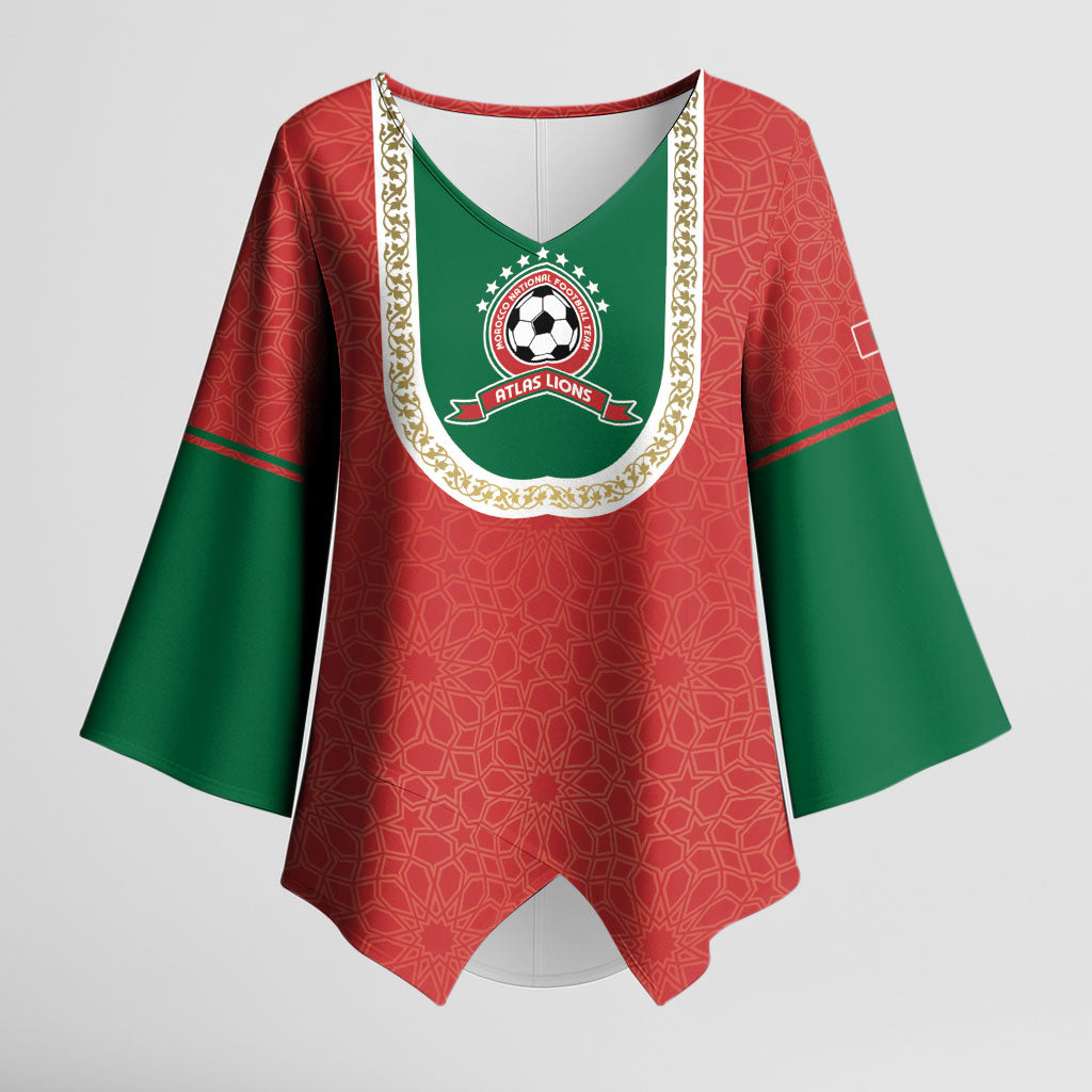 Custom Morocco 2026 World Football Kimono Sleeve Blouse Atlas Lions Go Champions