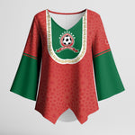 Custom Morocco 2026 World Football Kimono Sleeve Blouse Atlas Lions Go Champions
