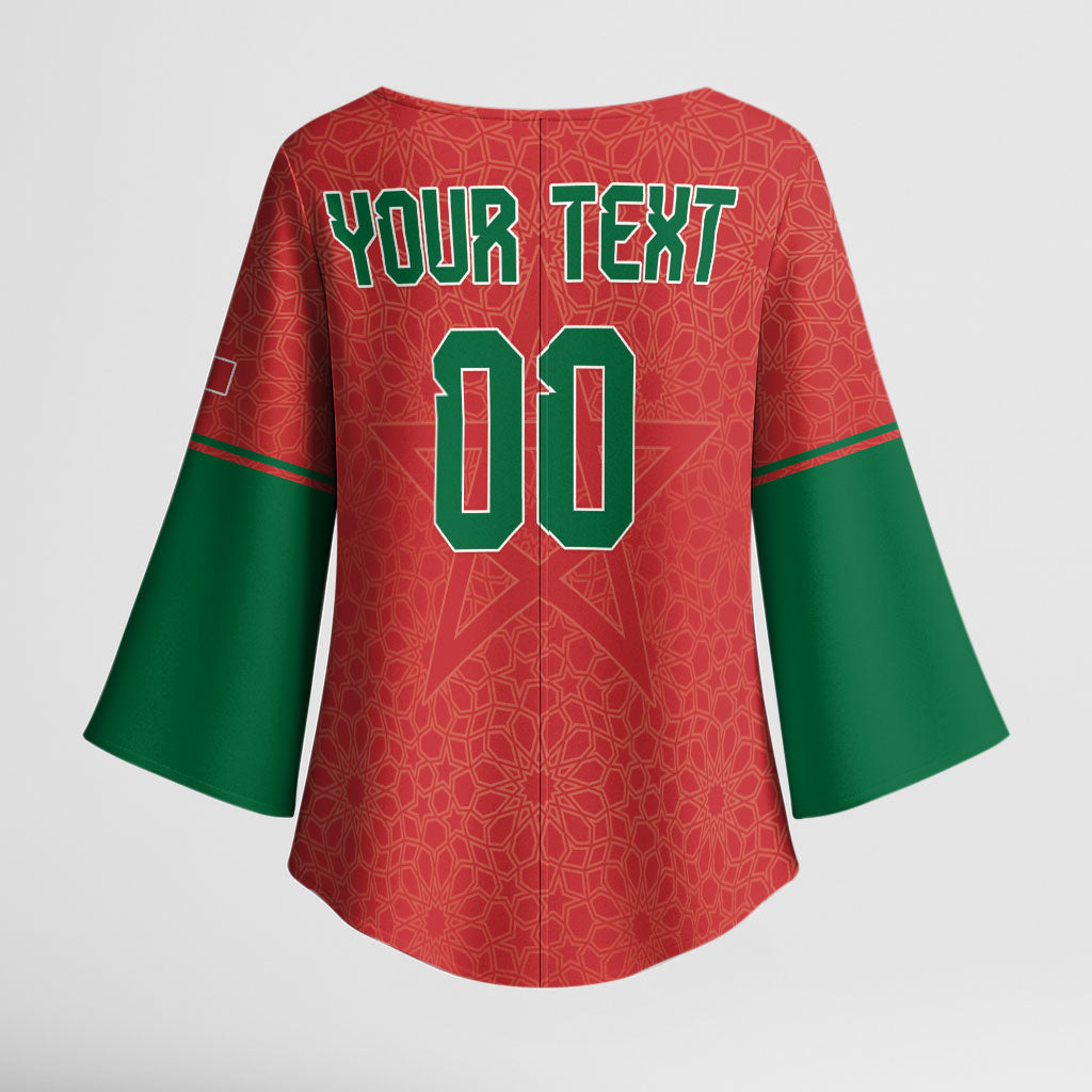 Custom Morocco 2026 World Football Kimono Sleeve Blouse Atlas Lions Go Champions