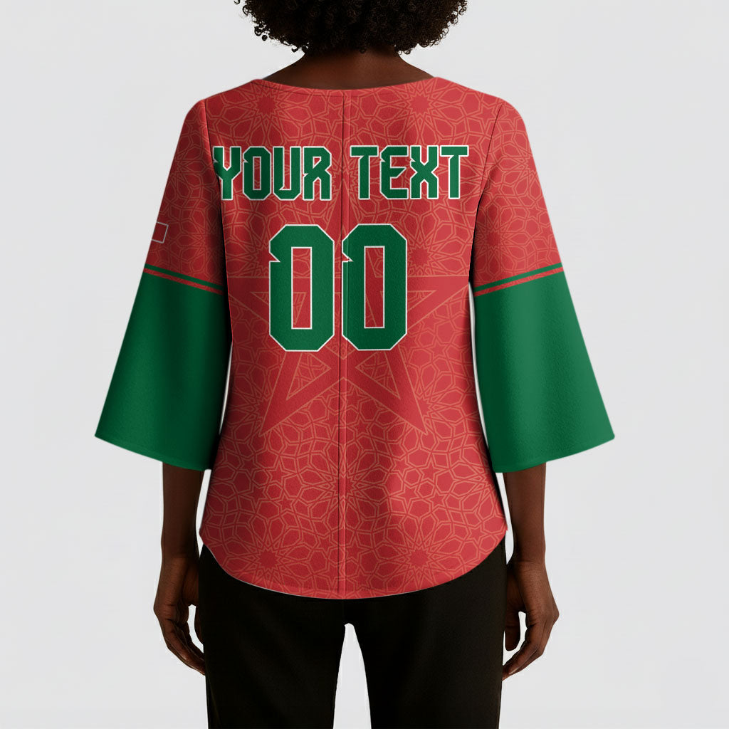 Custom Morocco 2026 World Football Kimono Sleeve Blouse Atlas Lions Go Champions
