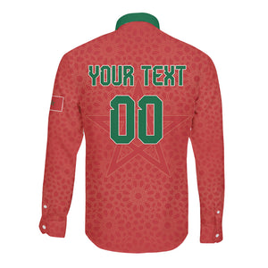 Custom Morocco 2026 World Football Long Sleeve Button Shirt Atlas Lions Go Champions