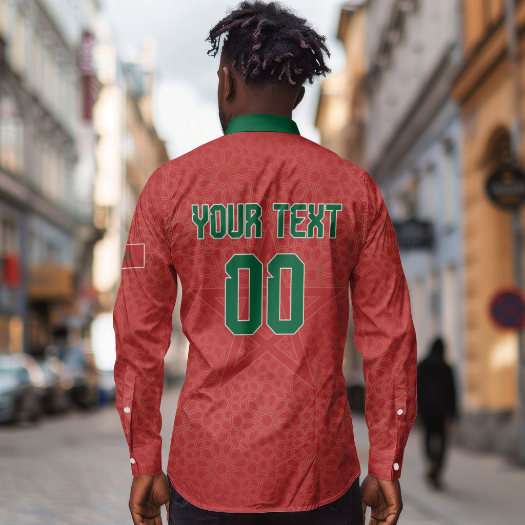 Custom Morocco 2026 World Football Long Sleeve Button Shirt Atlas Lions Go Champions