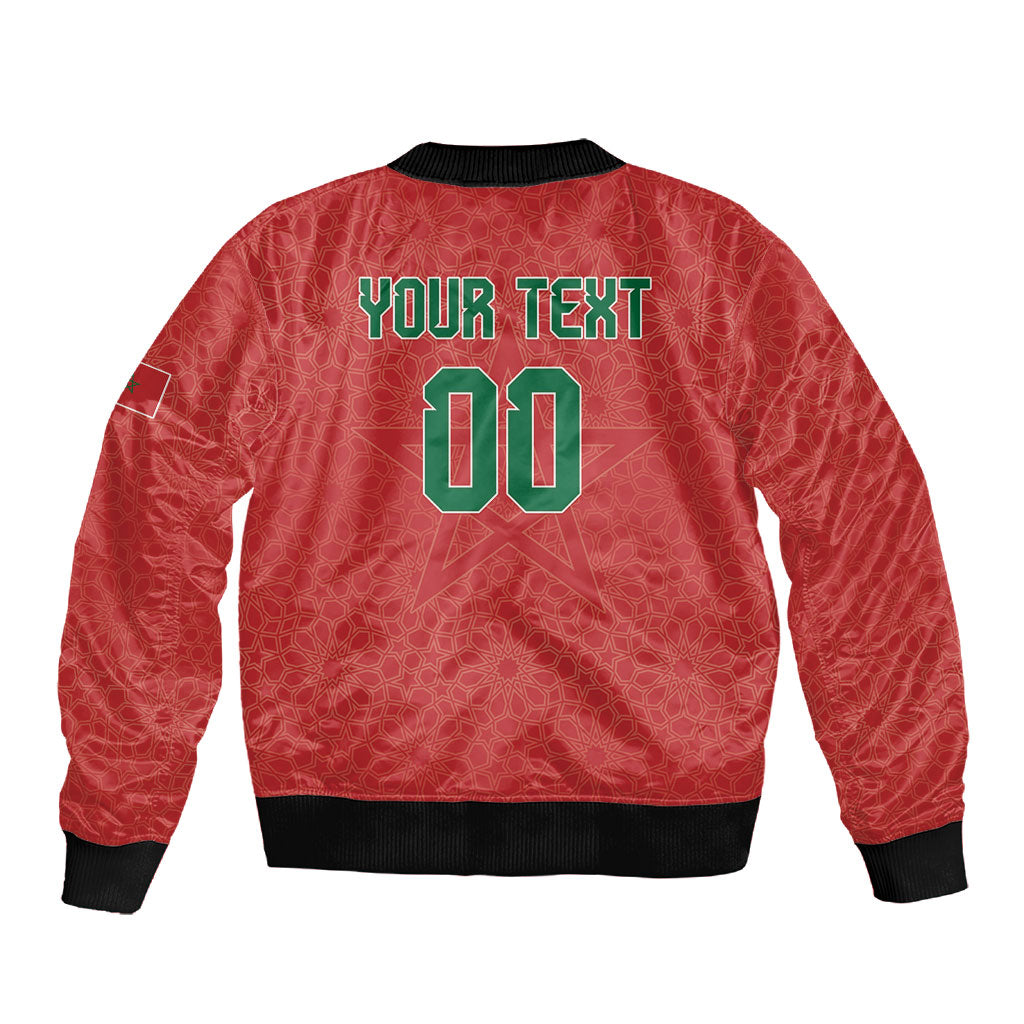 Custom Morocco 2026 World Football Sleeve Zip Bomber Jacket Atlas Lions Go Champions