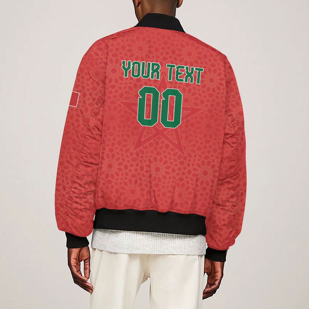 Custom Morocco 2026 World Football Sleeve Zip Bomber Jacket Atlas Lions Go Champions