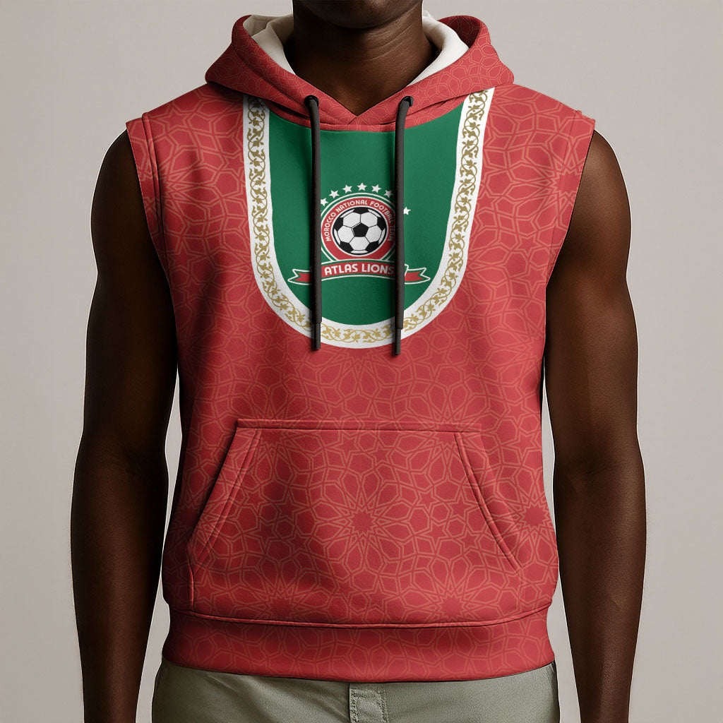 Custom Morocco 2026 World Football Sleeveless Hoodie Atlas Lions Go Champions