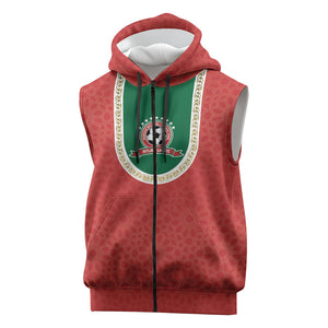 Custom Morocco 2026 World Football Sleeveless Zip Hoodie Atlas Lions Go Champions