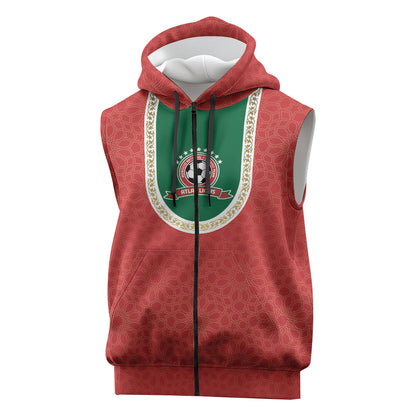 Custom Morocco 2026 World Football Sleeveless Zip Hoodie Atlas Lions Go Champions