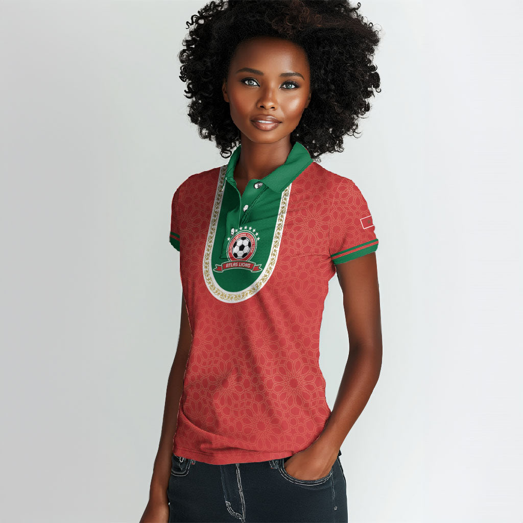 Custom Morocco 2026 World Football Women Polo Shirt Atlas Lions Go Champions