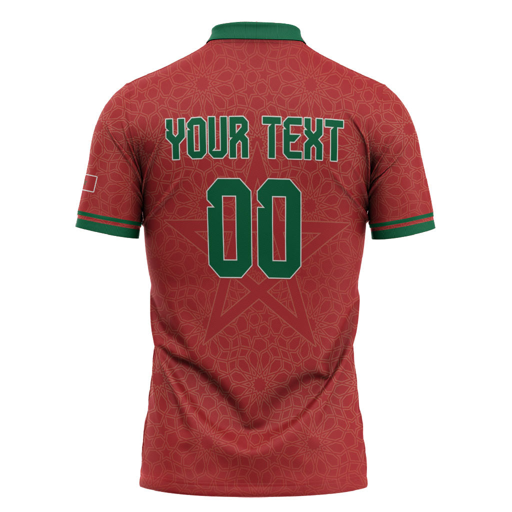 Custom Morocco 2026 World Football Zipper Polo Shirt Atlas Lions Go Champions