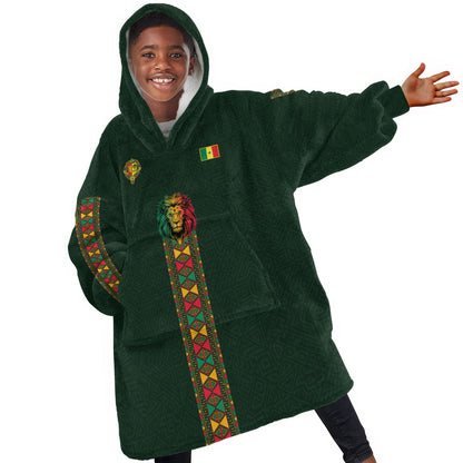 Custom Senegal 2026 World Football Kid Wearable Blanket Hoodie Lions of Teranga Go Champions