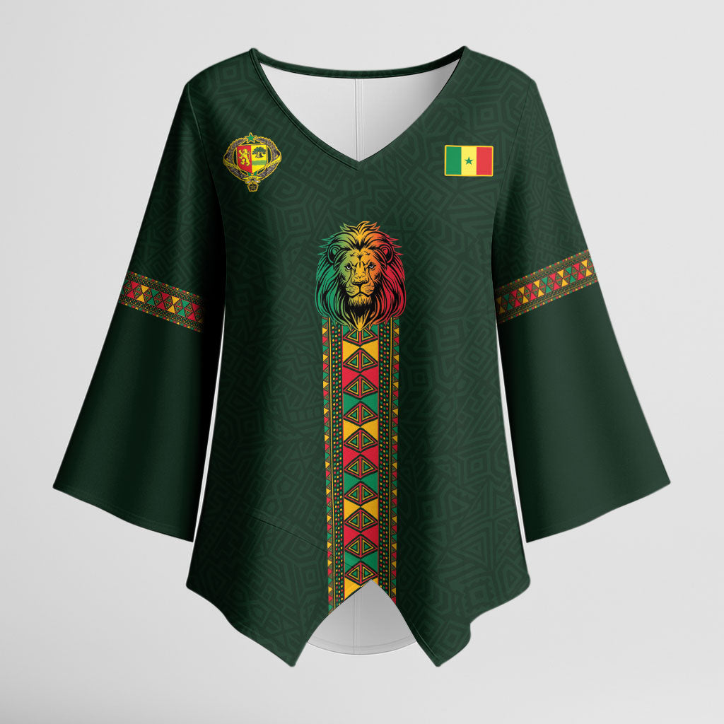 Custom Senegal 2026 World Football Kimono Sleeve Blouse Lions of Teranga Go Champions