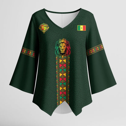 Custom Senegal 2026 World Football Kimono Sleeve Blouse Lions of Teranga Go Champions
