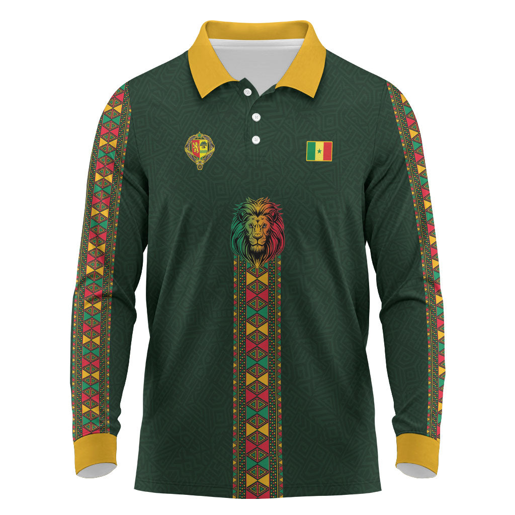 Custom Senegal 2026 World Football Long Sleeve Polo Shirt Lions of Teranga Go Champions