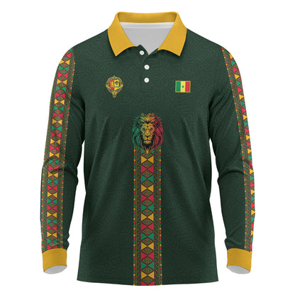 Custom Senegal 2026 World Football Long Sleeve Polo Shirt Lions of Teranga Go Champions
