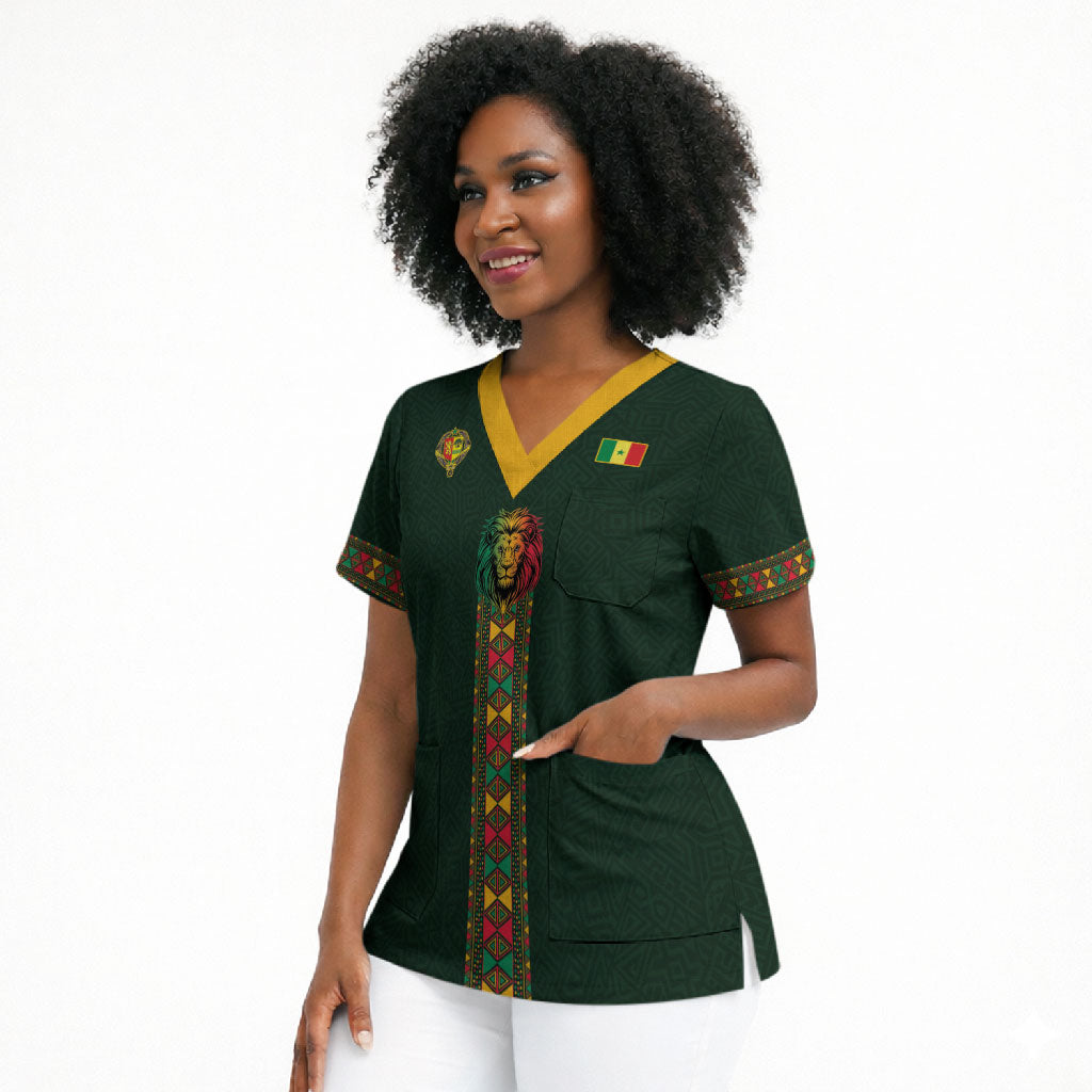 Custom Senegal 2026 World Football Scrub Top Lions of Teranga Go Champions