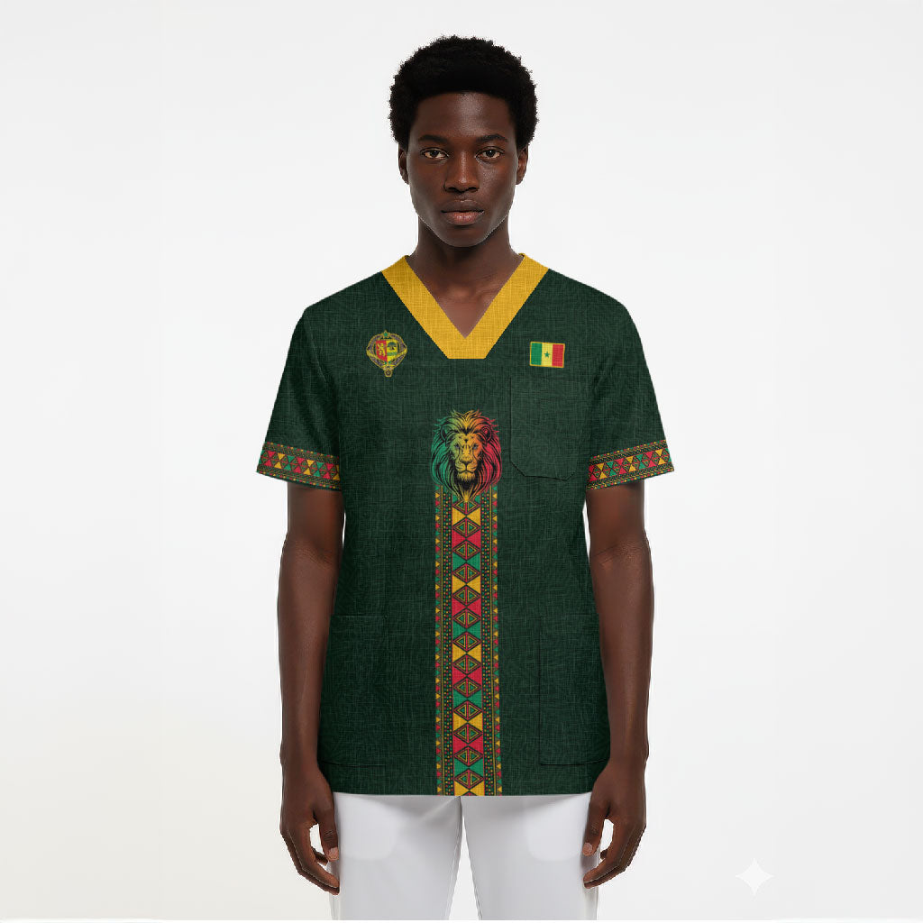 Custom Senegal 2026 World Football Scrub Top Lions of Teranga Go Champions