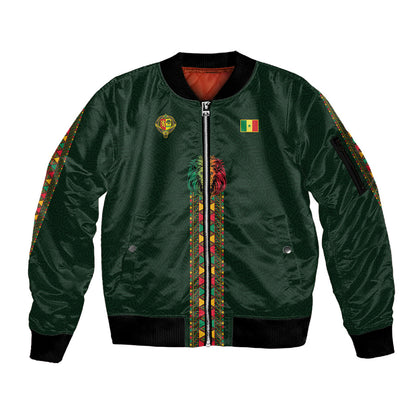 Custom Senegal 2026 World Football Sleeve Zip Bomber Jacket Lions of Teranga Go Champions