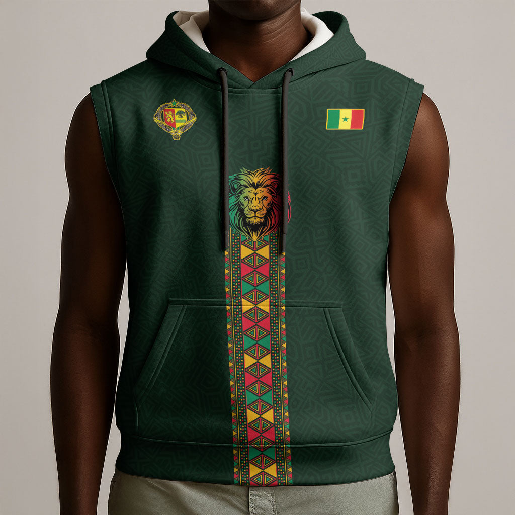 Custom Senegal 2026 World Football Sleeveless Hoodie Lions of Teranga Go Champions