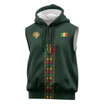 Custom Senegal 2026 World Football Sleeveless Zip Hoodie Lions of Teranga Go Champions