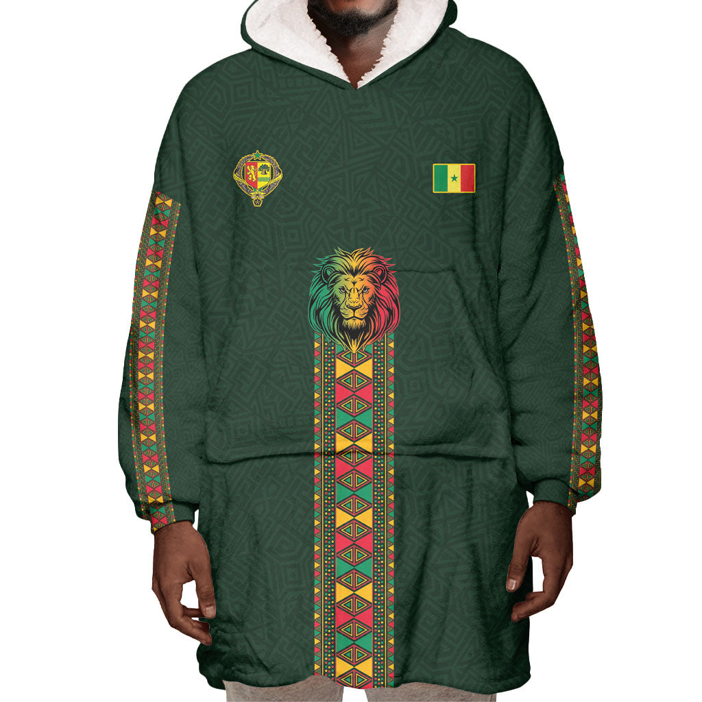 Custom Senegal 2026 World Football Wearable Blanket Hoodie Lions of Teranga Go Champions