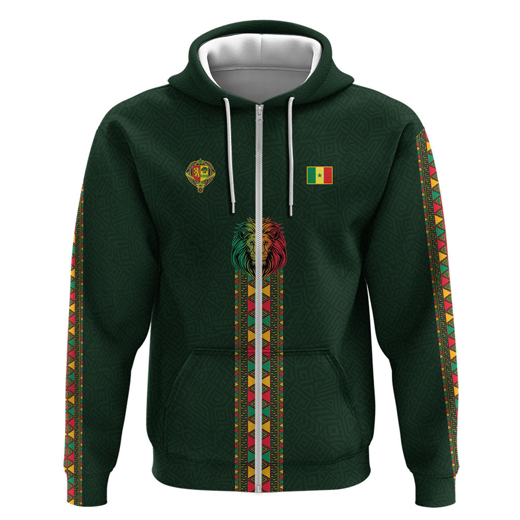 Custom Senegal 2026 World Football Zip Hoodie Lions of Teranga Go Champions