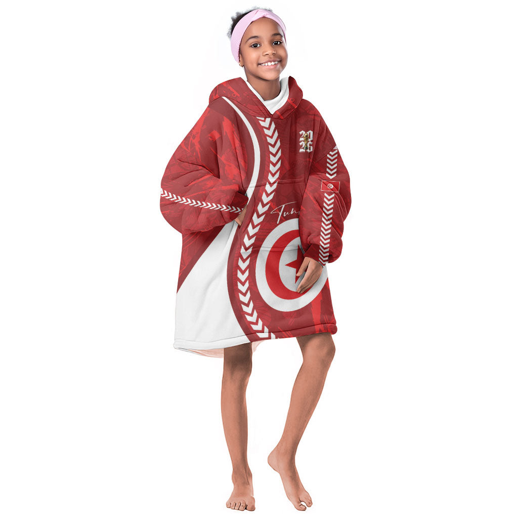 Custom Tunisia 2026 World Football Kid Wearable Blanket Hoodie Eagles of Carthage Go Champions