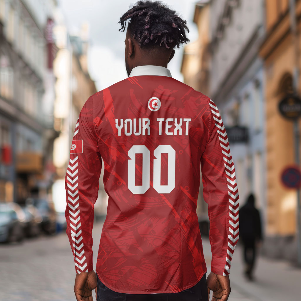 Custom Tunisia 2026 World Football Long Sleeve Button Shirt Eagles of Carthage Go Champions