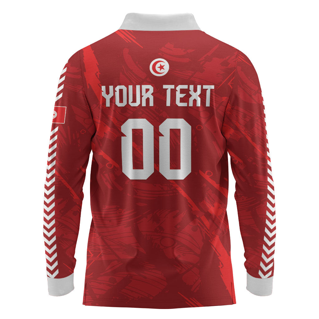 Custom Tunisia 2026 World Football Long Sleeve Polo Shirt Eagles of Carthage Go Champions