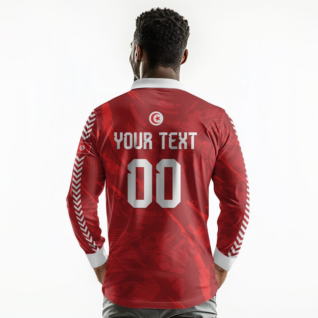 Custom Tunisia 2026 World Football Long Sleeve Polo Shirt Eagles of Carthage Go Champions