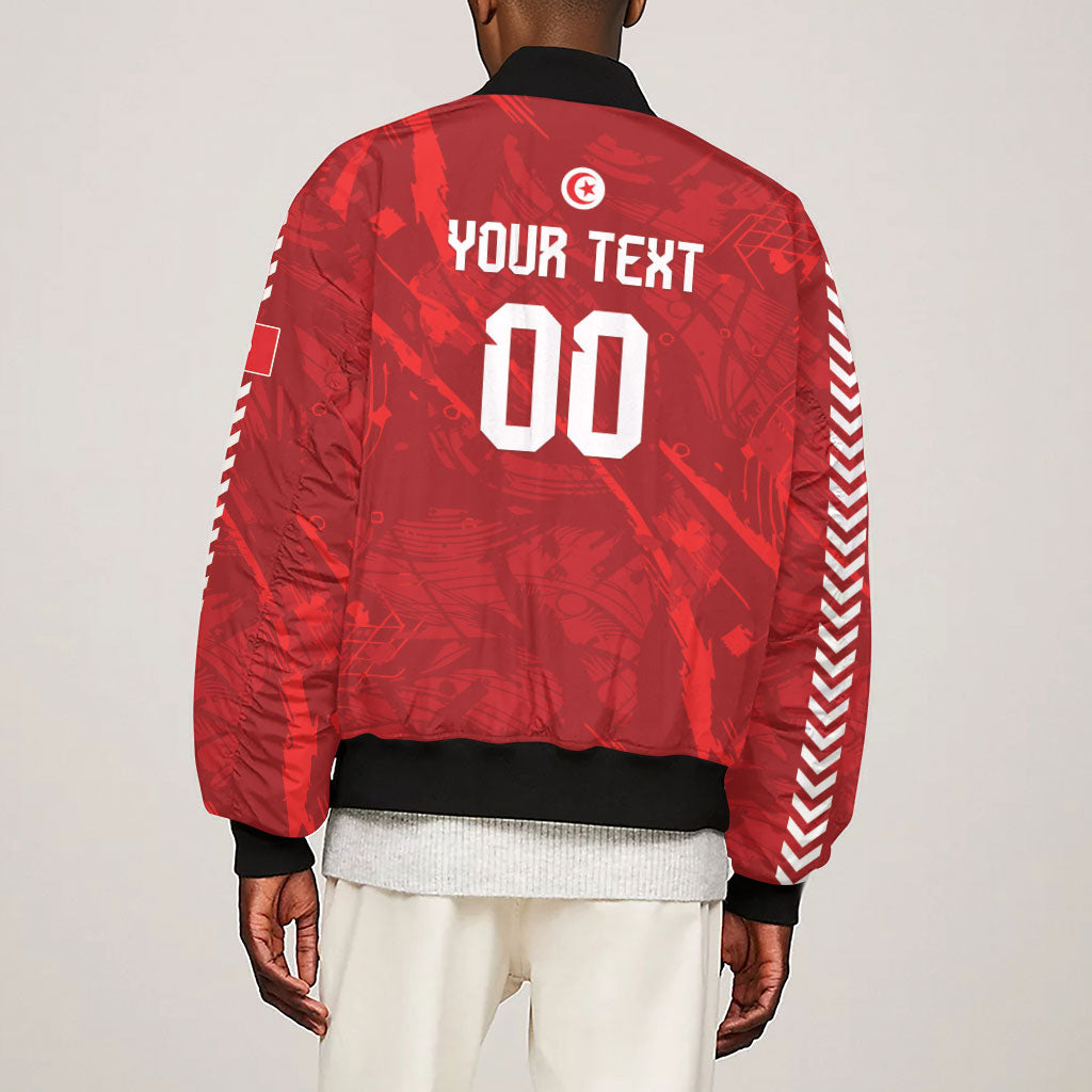 Custom Tunisia 2026 World Football Sleeve Zip Bomber Jacket Eagles of Carthage Go Champions