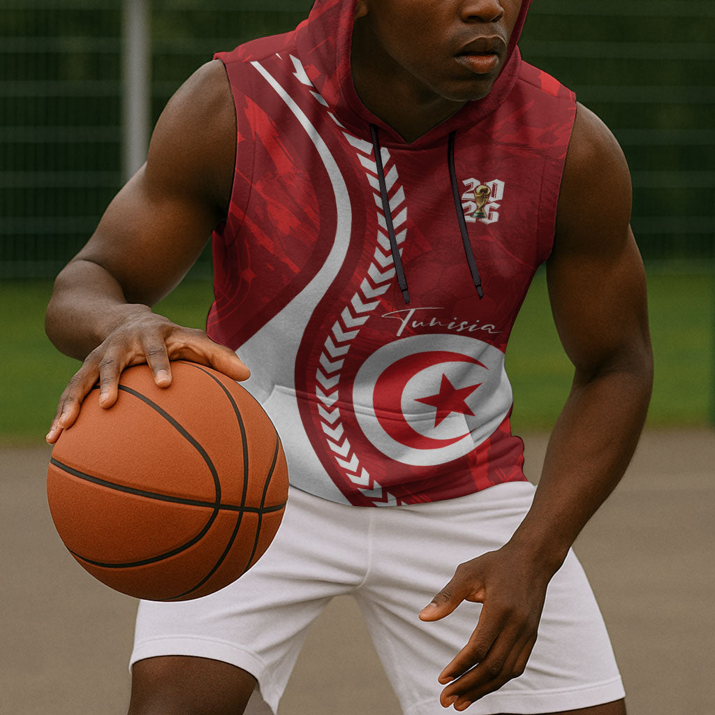 Custom Tunisia 2026 World Football Sleeveless Hoodie Eagles of Carthage Go Champions