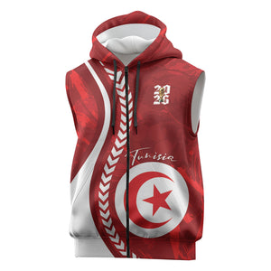 Custom Tunisia 2026 World Football Sleeveless Zip Hoodie Eagles of Carthage Go Champions
