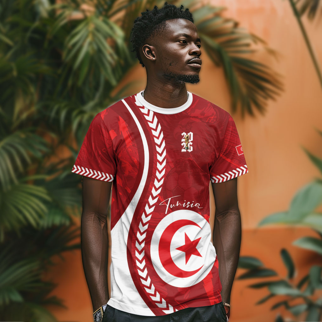 Custom Tunisia 2026 World Football T shirt Eagles of Carthage Go Champions