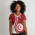 Custom Tunisia 2026 World Football Women V-Neck T-Shirt Eagles of Carthage Go Champions