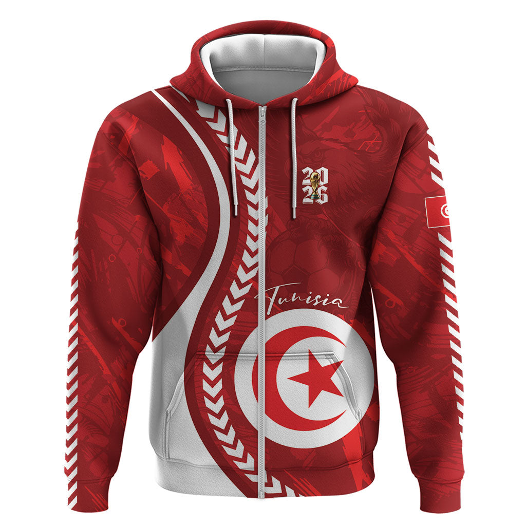 Custom Tunisia 2026 World Football Zip Hoodie Eagles of Carthage Go Champions