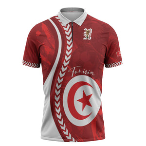 Custom Tunisia 2026 World Football Zipper Polo Shirt Eagles of Carthage Go Champions